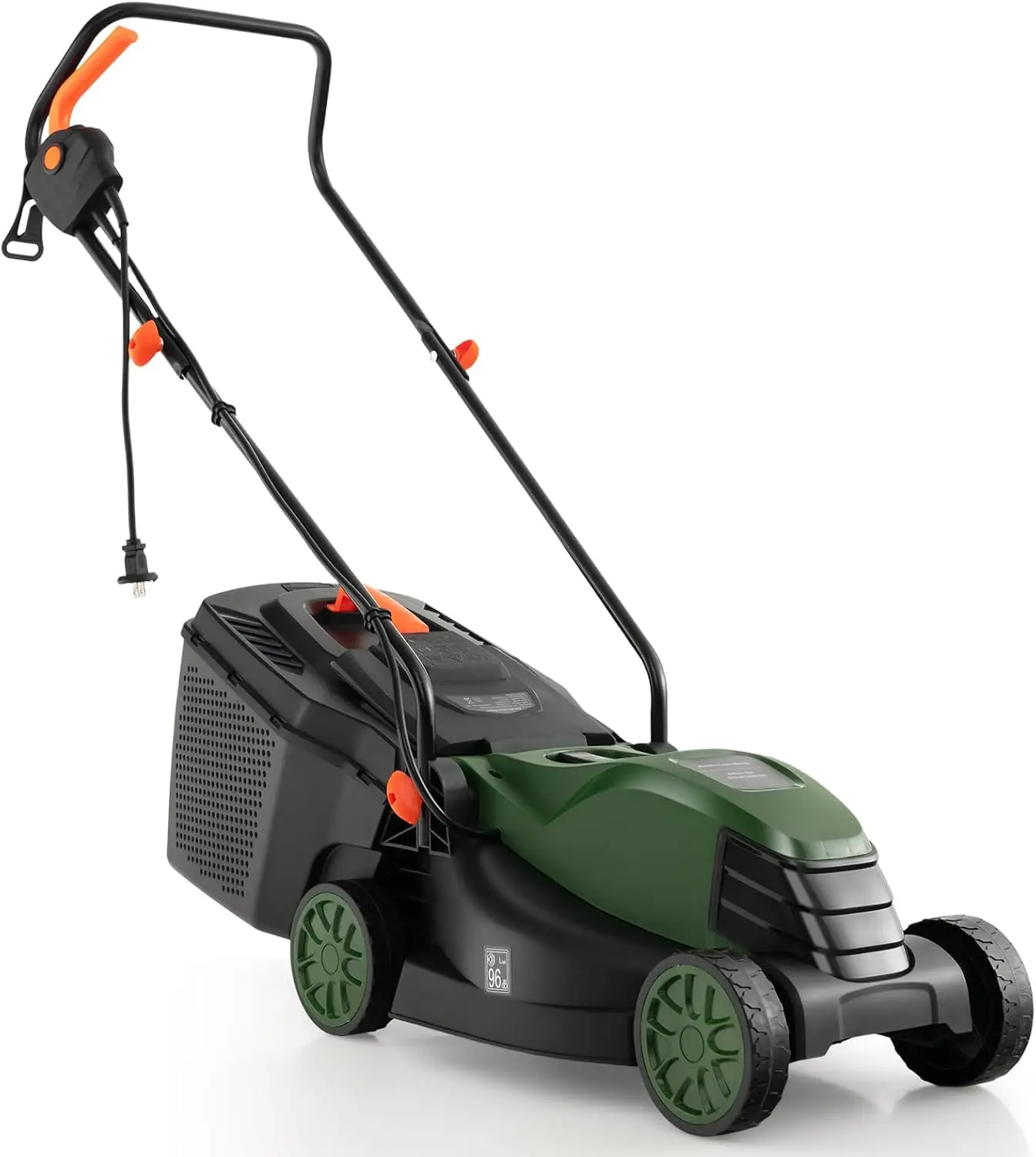 Small to Medium Yard Corded Electric Mower, Lightweight Plastic, Green, 3-Position Height Adjustment with Large Grass Collection
