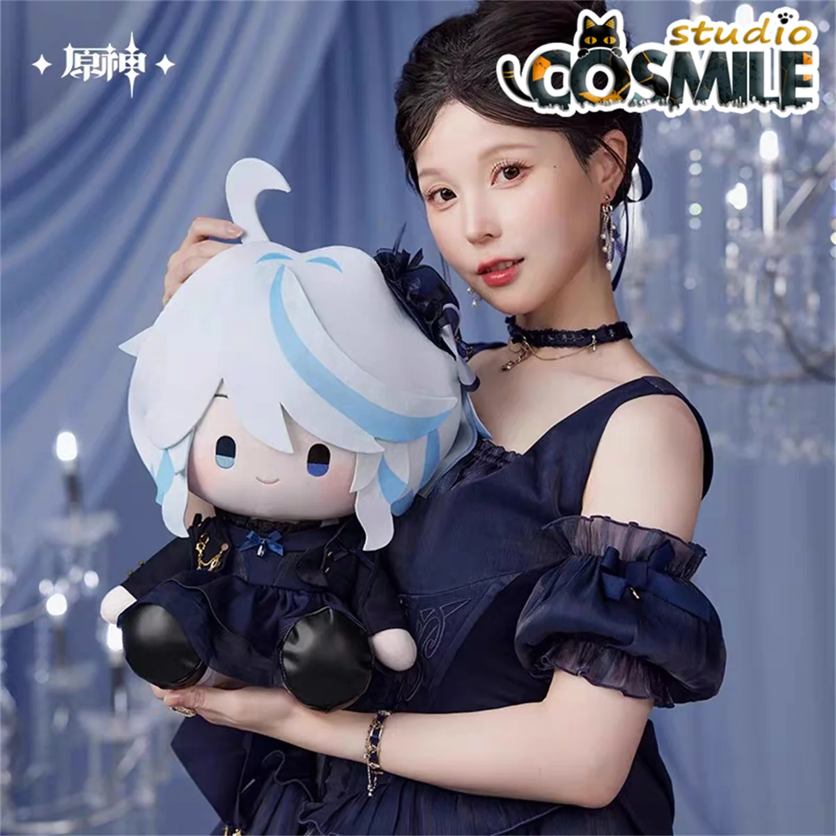 공식 Furina de Fontaine 오리지널 Genshin Impact Focalors フリーナ 푸리나 코스프레 인형 봉제 인형 34.5cm 봉제 인형 장난감 선물 8월
