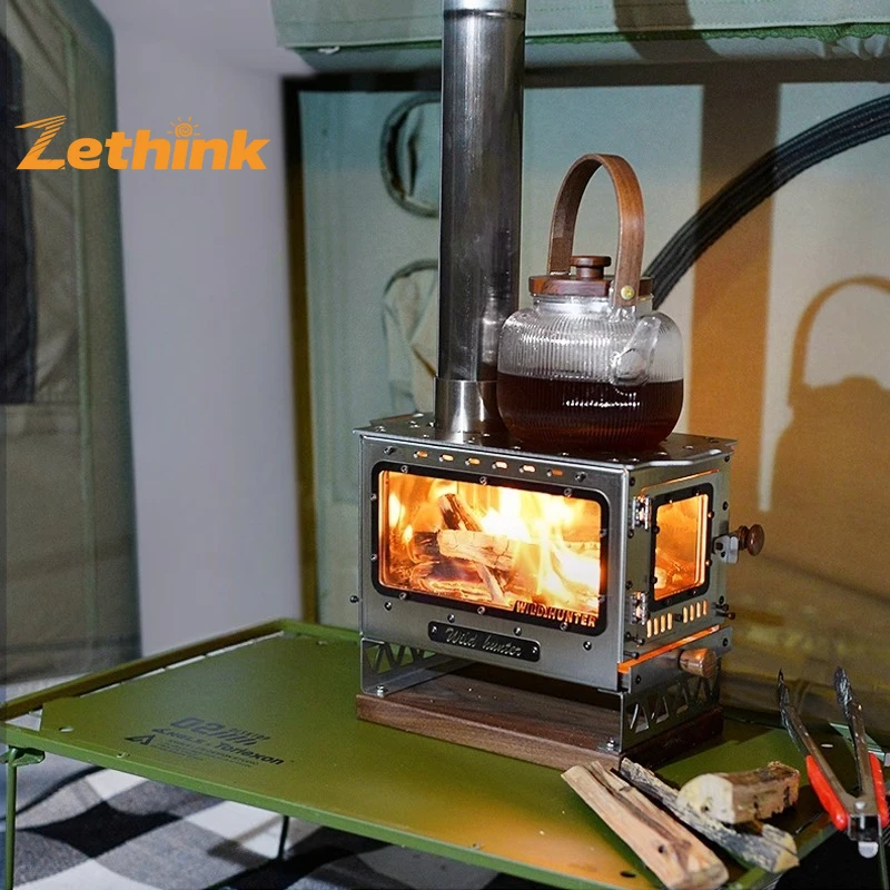 

Outdoor Elf Mini Firewood Stove Portable Stainless Steel Tabletop Small Fireplace For Camping Tent Heating & Picnic