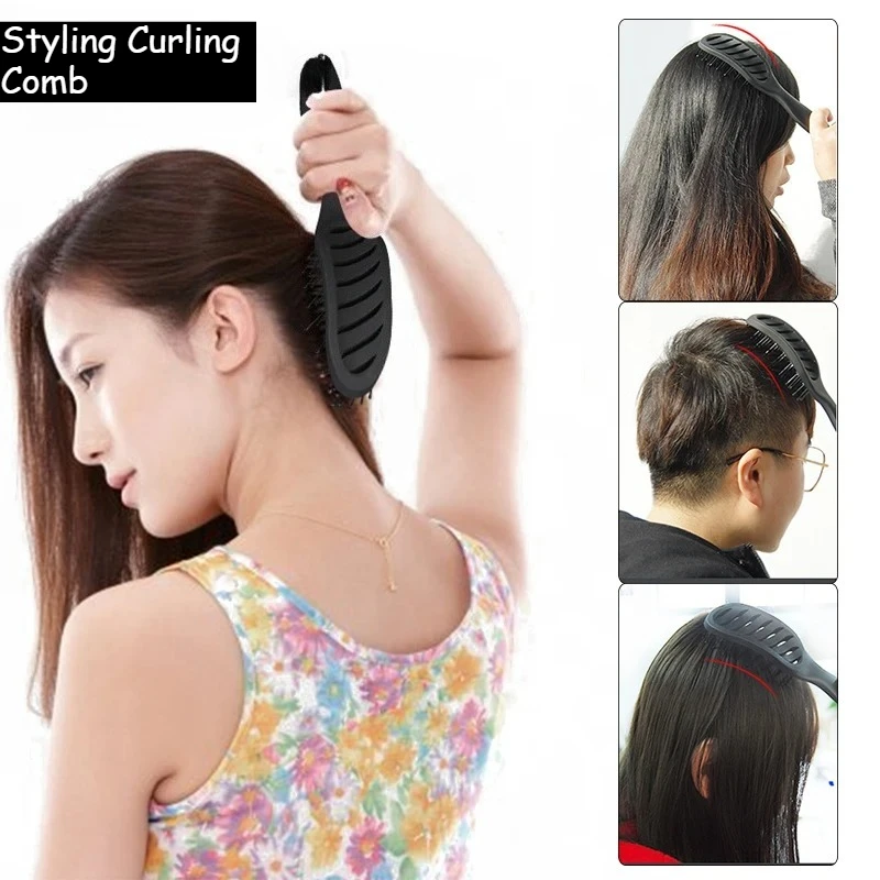 

Массажная расческа для укладки и завивки волос, антистатическая, с изогнутой головкой, для придания объема и гладкости, массажная расческа для укладки и завивки волос