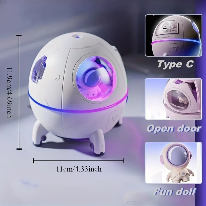 

Powerful Astronaut Ultrasonic Humidifier Cool Mist, LED Aromatherapy Diffuser - Portable, USB Rechargeable, Suitable for Any Ro