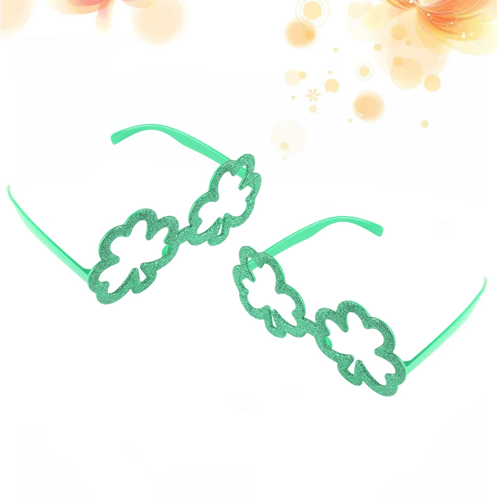 

2 Pcs Party Decorations Clover Frame Glasses Shamrock Eyeglass Funny Eyeglasses