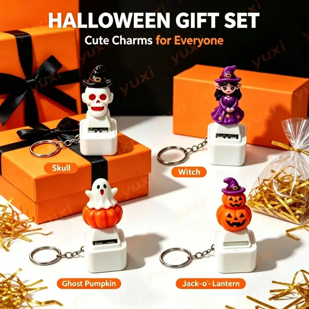 @Halloween Keychain Rechargeable Keyboard Fidget Clicker with LED Light Sound Keychain Relieves Stress Christmas Halloween Gift