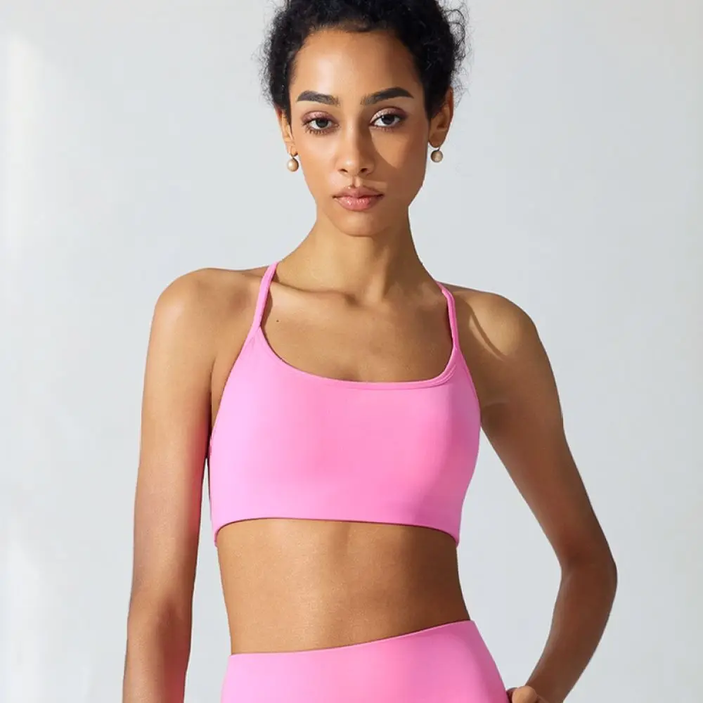 Women Running Bra Yoga Top Fitness Gym Vest Underwear Cross Backless Shockproof Athletic Workout Breathable Sports Crop Camisole
