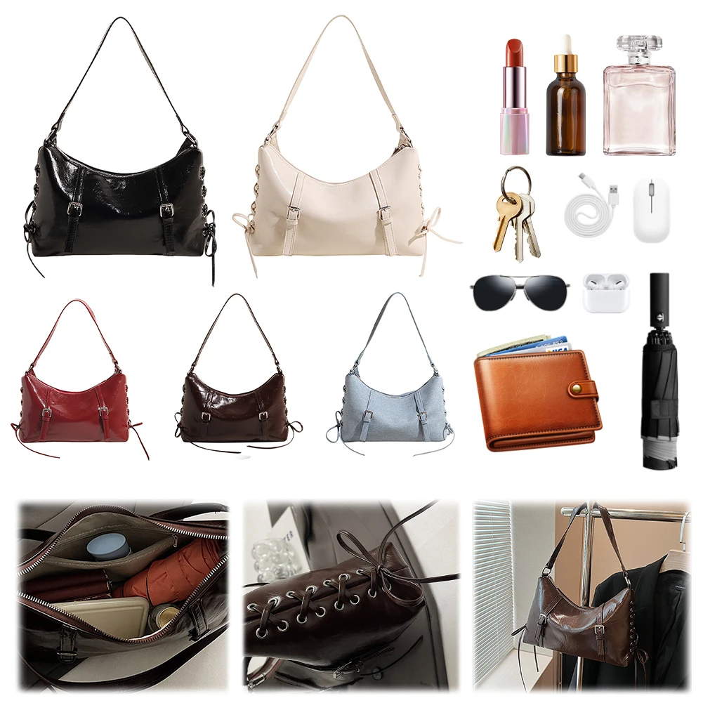 

Crossbody Bag for Women Bow Handbag PU Leather Adjustable Strap Messenger Bag With Inner Pocket Satchel Bag for Work Travel