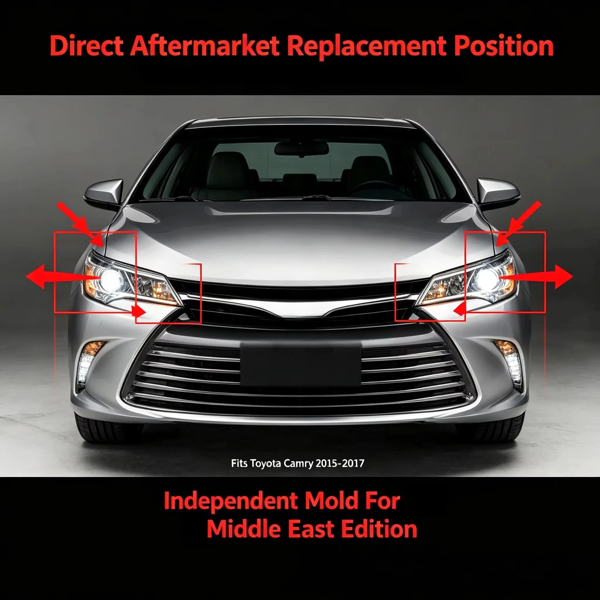 Headlight Lens Cover Compatible With Toyota Camry 2015 2016 2017 Middle East Sedan Left Right Side Replacement Clear