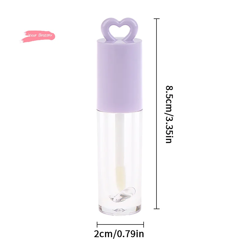 ピンクのハート型 2.5ml リップエナメルチューブ キーホルダーとブラシ付き 空のリップグロスボトル リップグレージング容器 メイクアップツール