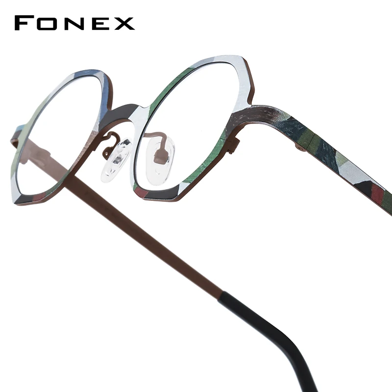 FONEX Pure Titanium Glasses Women New in Brand Design Retro Polygon Eyeglasses Fashion Ultralight Vintage Japanese Eyewear 85938