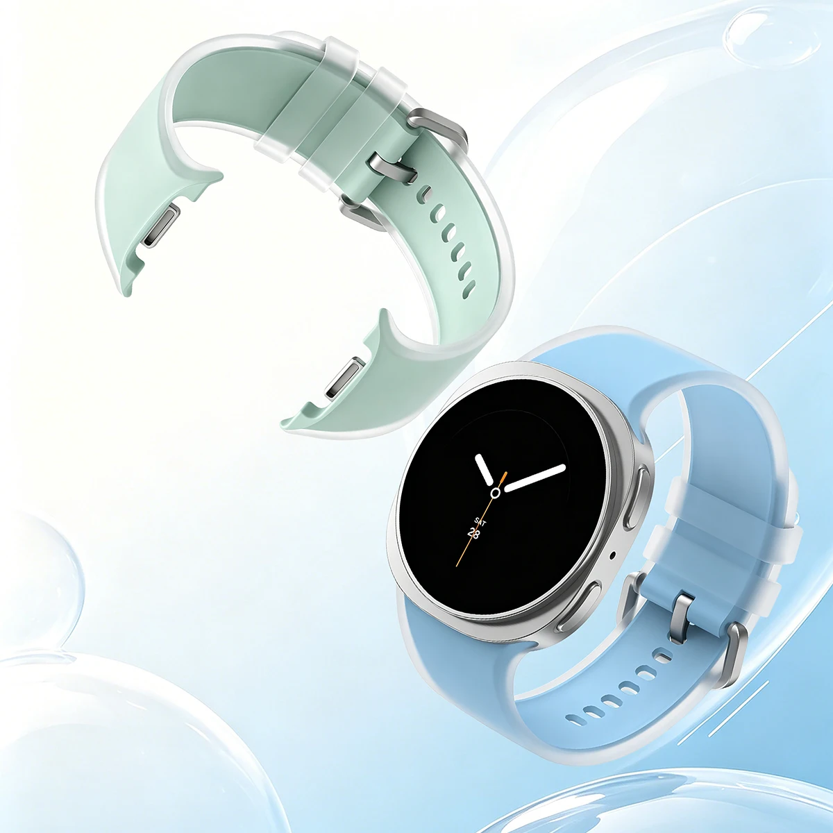 Silicone Strap For Samsung Galaxy Watch 9/8 40mm 44mm 8Classic 46mm Jelly Color Breathable Wristband Galaxy Watch 9 8 Correa