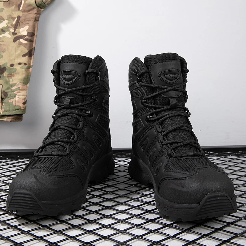 

Winter Men's Boots High-Top Hiking Heightening Mountain Boots Desert War Boots Black Wear-Resistant Riding Boots