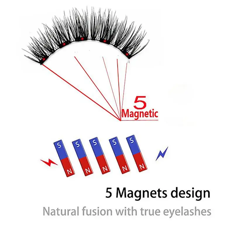 Cílios magnéticos, kit de cílios magnéticos duplos de aparência natural 3D, cílios magnéticos sem delineador, reutilizáveis e à prova d'água