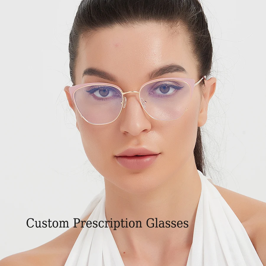 KPAY Maßgeschneiderte optische Korrektionsbrillen für Damen, Cat-Eye-Lesebrille, Myopie, Presbyopie, multifokale Gleitsichtgläser 97326