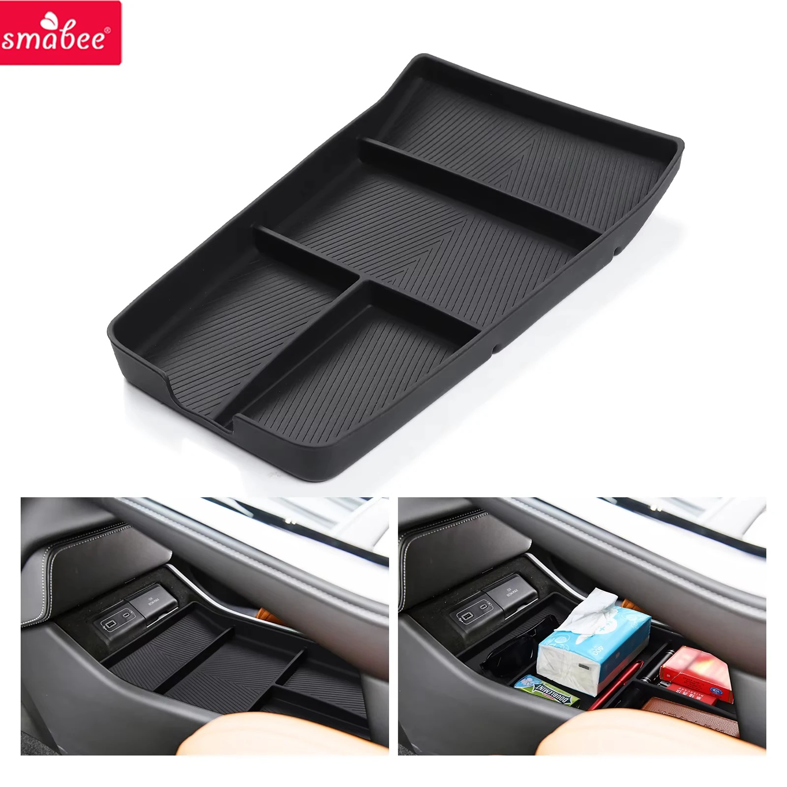 Smabee für Xpeng G9 2023-2025 2026 Mittelkonsole Aufbewahrungsbox Auto Zentrale Untere Schicht Ablage Silikon Organizer Zubehör Ordnungssystem