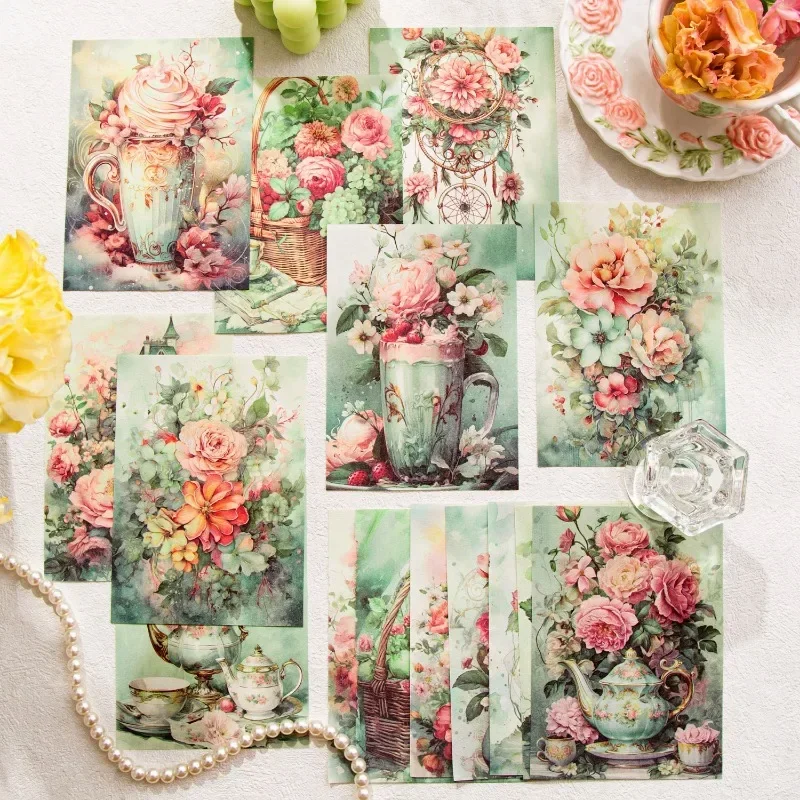 

30Sheets Material Book Four Seasons Flower Base Decoration Spring Handbook Writing Notebooks Scrapbook cut 140*100MM