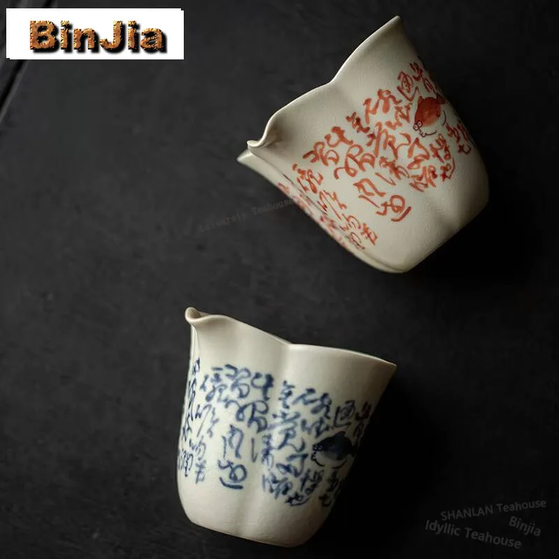 

180 мл газированная глазурованная поэзия Проза Ярмарка Чашка Дзен Керамическое кружево Чашка правосудия Ретро Чайный кувшин Ча Хай Кофе Разделительная чайная посуда Ремесла Подарок