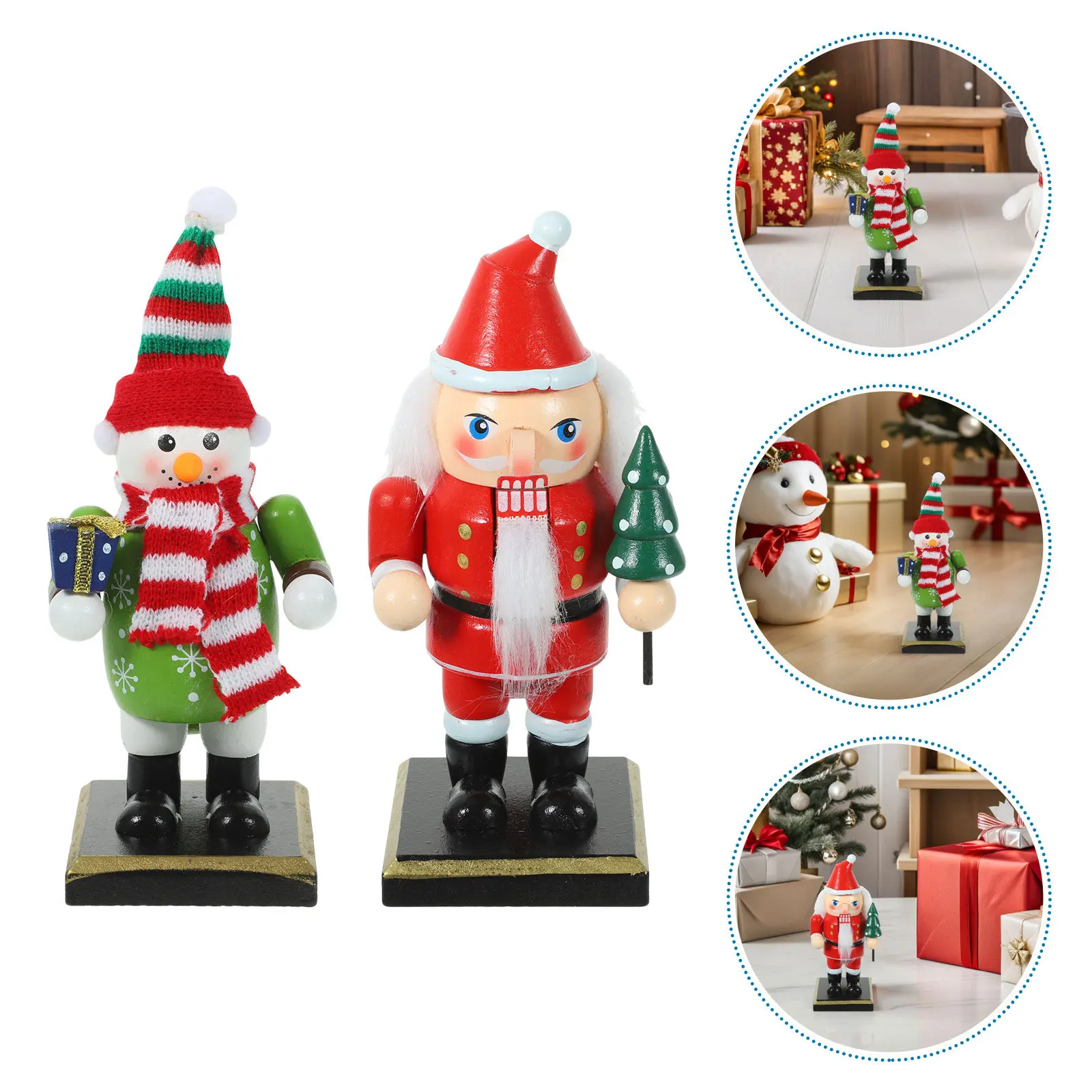 

2Pcs Small Traditional Nutcracker Soldiers Exquisite Craftsmanship Xmas Decorations Home Mantel Tabletop Festival