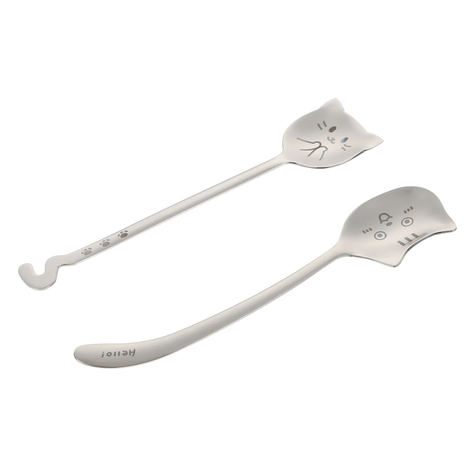 

2Pcs Stainless Steel Dessert Spoons Lovely Coffee Spoons Smooth Surface Household Tableware for Ice Cream Cakes Parties