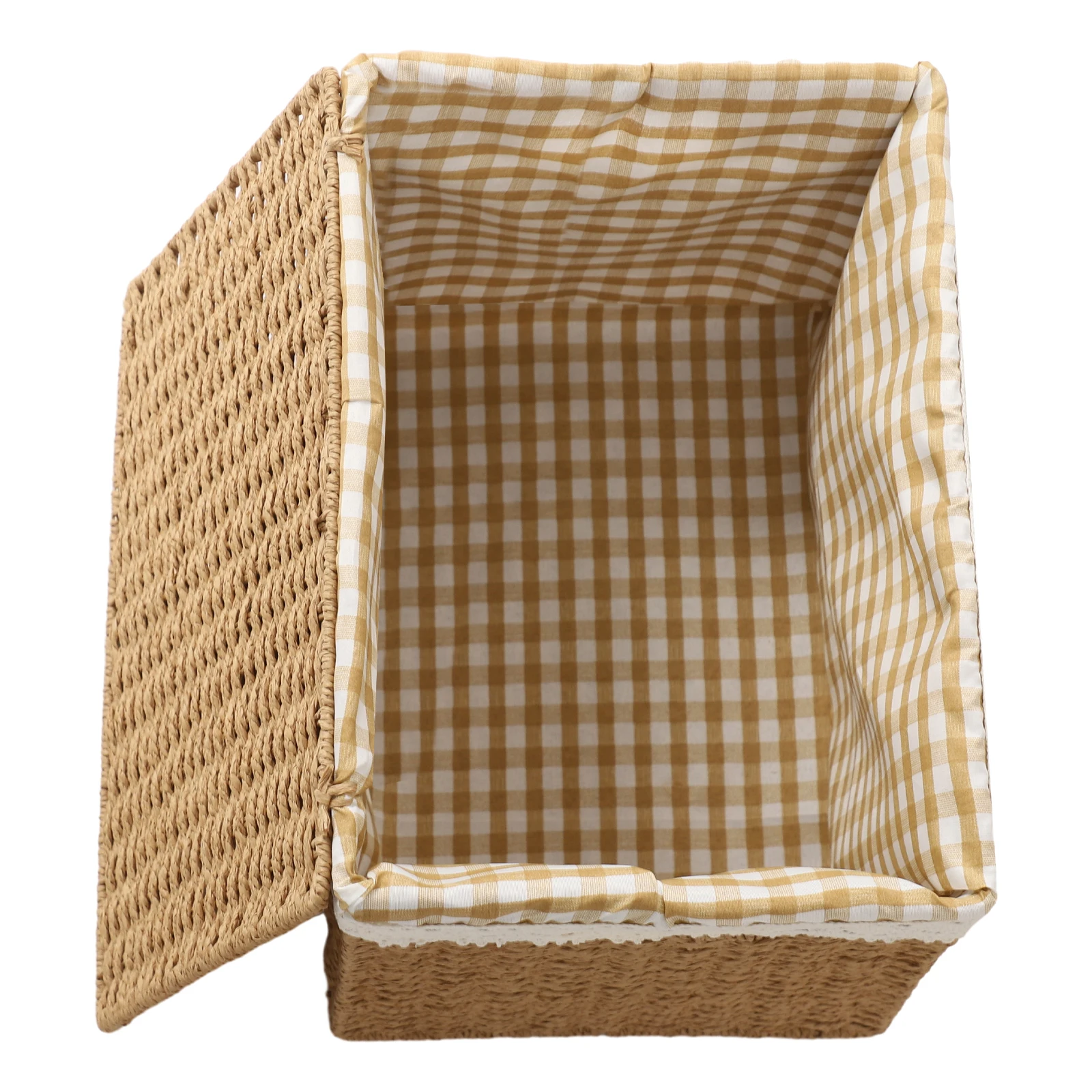 Storage Basket with Lid 4PCS Rope Woven Large Storage Bins 12.2-16.14in with Handles for Clothes/Toys