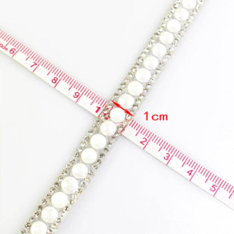 Rhinestone Strips Colored Ceramic Pearls Hot Melt Adhesive Crystal Decorative Chain DIY Shoes Bags Clothing Decor Accessories