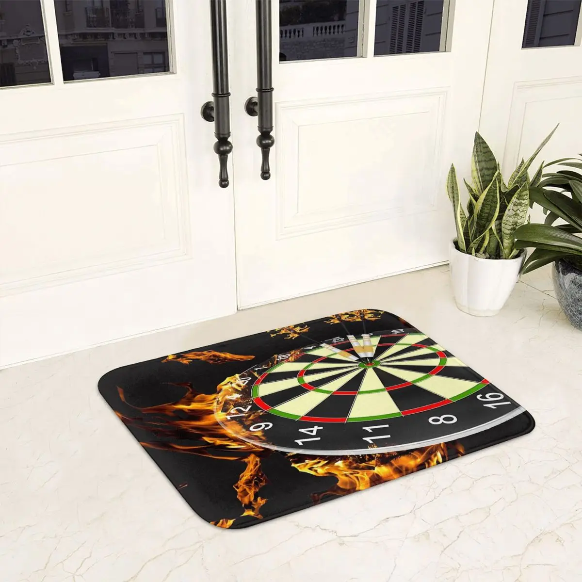 

Flaming Dart Board Anti-slip Doormat Floor Mat Antiwear Carpet Rug for Kitchen Entrance Home Bedroom Footpad Mats
