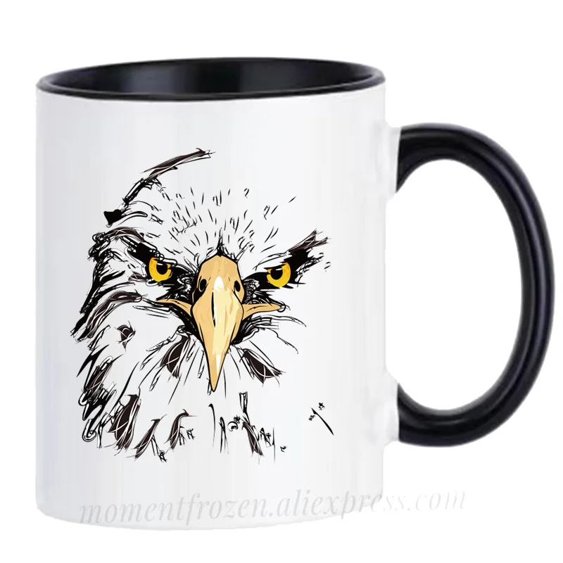 Watercolor Eagle Mugs Handle Tea Coffee Cups Creative Milk Drinkware Personality Morph Coffeeware Home Decor Birthday Gifts