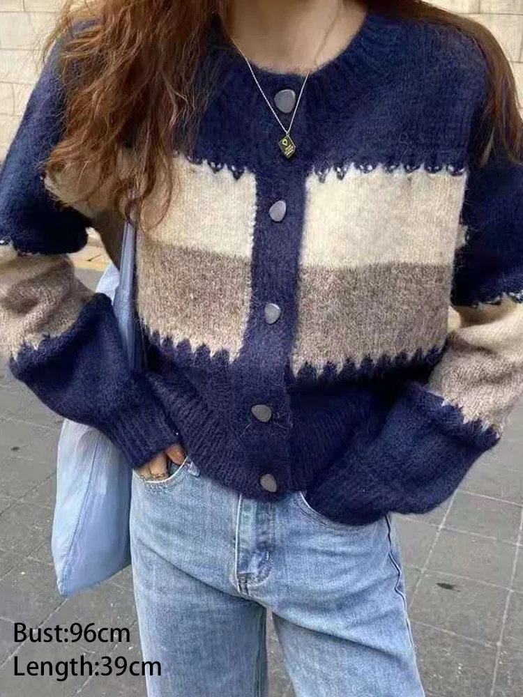 موضة جديدة منقوشة سترة قصيرة سترة المرأة الخريف الشتاء عادية محبوك المرأة سترة معطف مكتب سيدة الملابس الشتوية