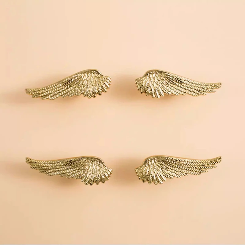 Brass Gold Wing Handle Bucket Cabinet Hardware Furniture Bedroom Kitchen Drawer Knobs Personalized Electroplating Small Handle