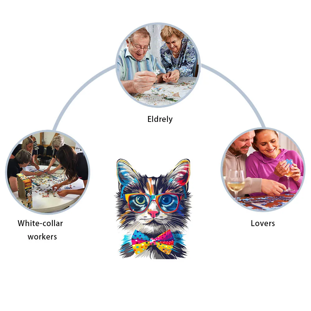 صندوق هدايا خشبي على شكل قطة هدية رائعة غير منتظمة على شكل حيوان بازل قطع شخصية للكبار هدية فريدة من نوعها للعائلة inte