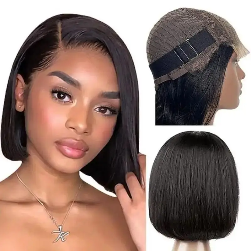 

100% Brazilian Straigh Short Bob 13x4 Lace Frontal Human Hair Wigs 5x5 HD Transparent Closure Glueless Wig For Women Choice 13x6