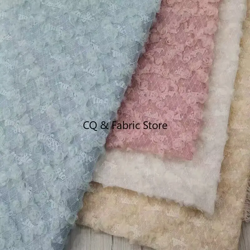 

New Rose Flower Embroidery Mesh Lace Fabric Dress Clothing Lace Fabric Handmade DIY Fabric