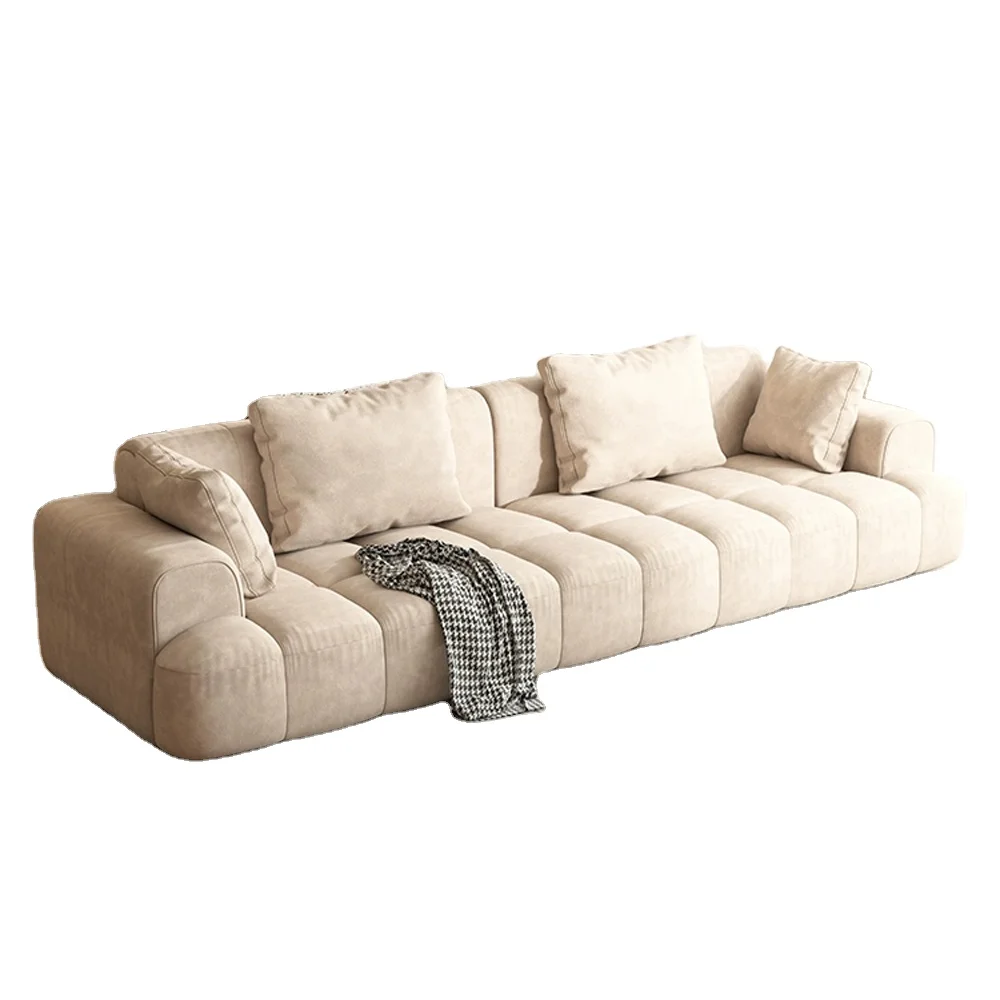 

2023 Hot Sale Small Family Velvet Sofa Square Module Sofa Combination Cream Wind White Cashmere Living Room Sofa