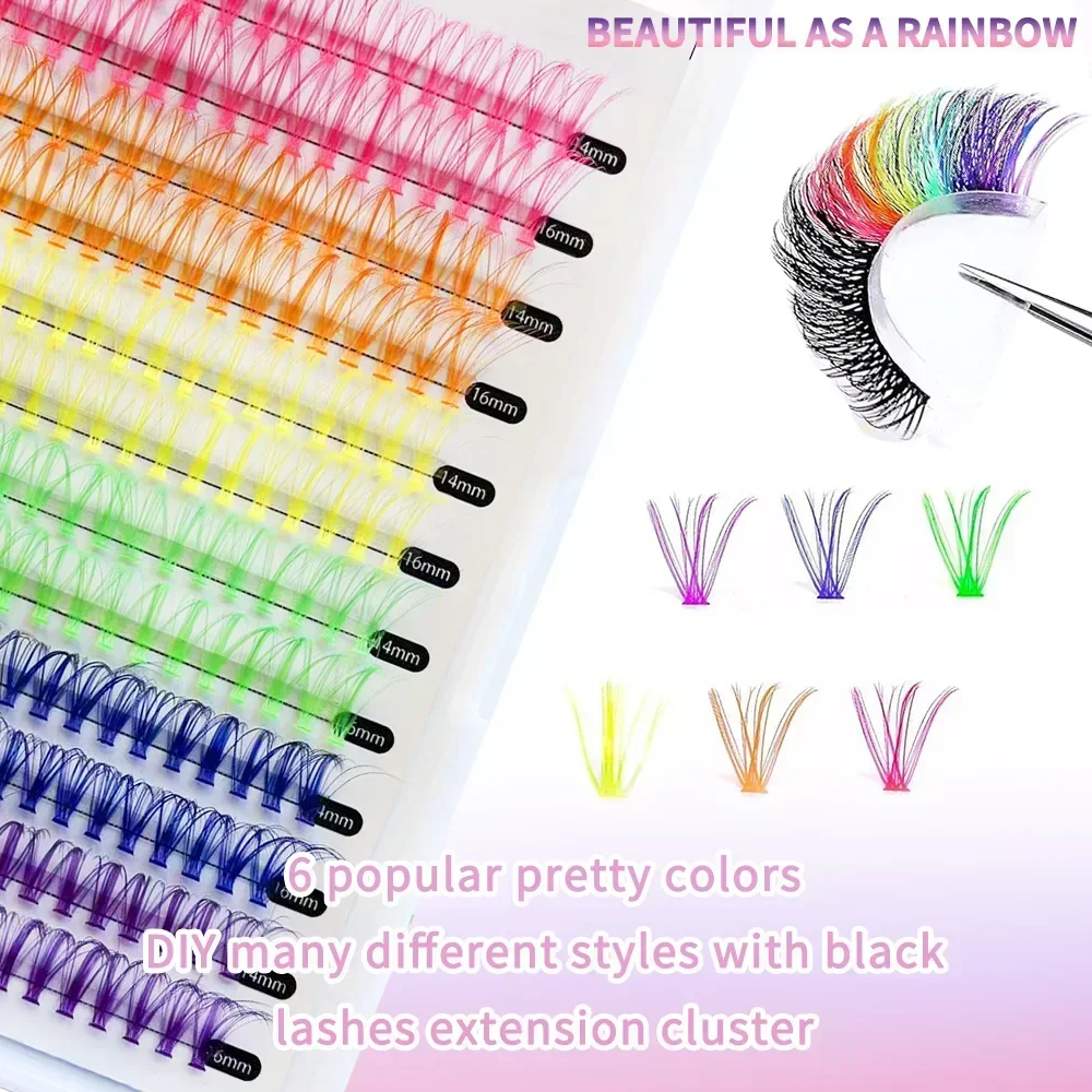 Natural Cluster Colored False Eyelashes Long-Lasting Waterproof Women's Party Makeup Gift Valentine's Day Eyelash Extension Kit