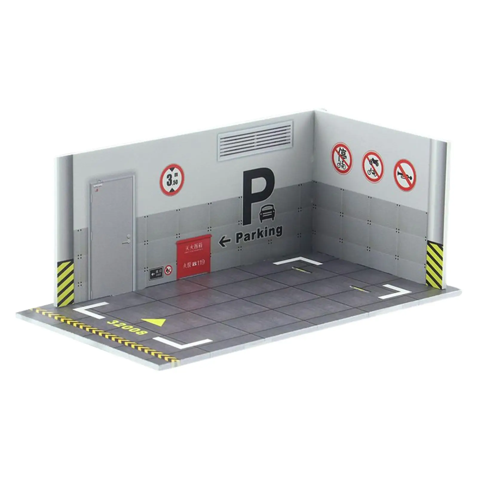 1 32 Simulation Car Parking Lot Scene Model Parking Garage Display Cabinet Collectible for Desk Decoration