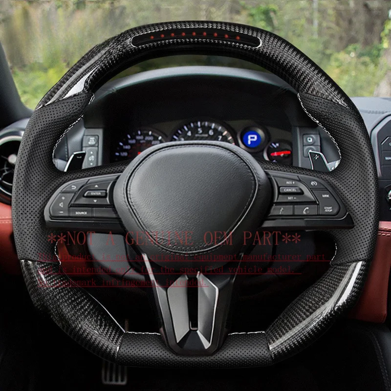 For Nissan GTR Multi Function LED Carbon Fiber Custom Modified Steering Wheel Horn Cover Shell Decorative