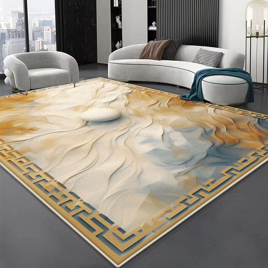 

Роскошное украшение с золотой каймой, домашний ковер для гостиной, абстрактные журнальные столики, коврик, нескользящий коврик для гостиной, гардероба, декор, моющийся ковер