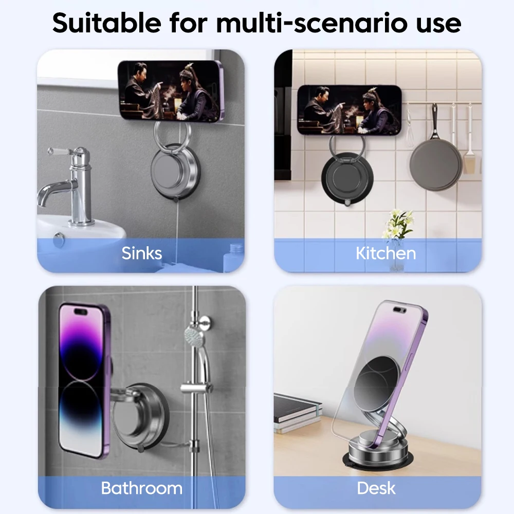 360 ° 回転式真空磁気携帯電話ホルダー吸盤式磁気電話ホルダー多機能折りたたみ式収納ホルダー