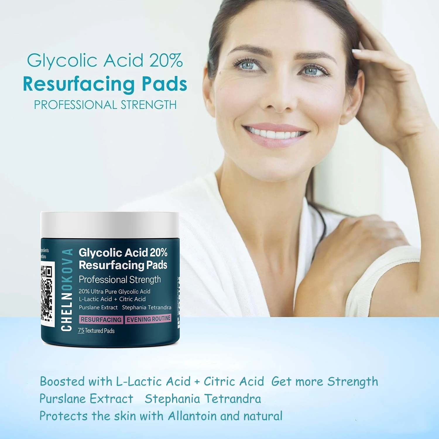 Chelnokova Glycolic Acid 30% Resurfacing Pads для лица и тела с молочной кислотой, лимонной кислотой. Отшелушивающие подушечки для кожи поверхности.