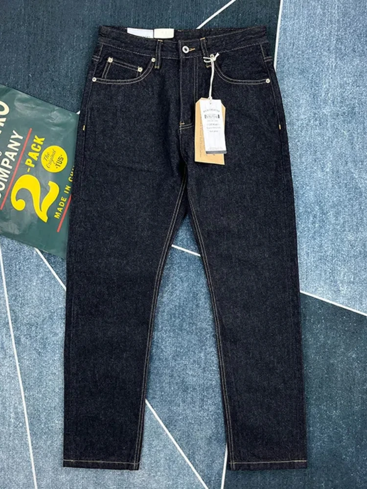 2024 Autumn and Winter American Retro Primary Color Black Denim Jeans Men\'s 86.4% Cotton Washed Old Heavyweight Straight Pants