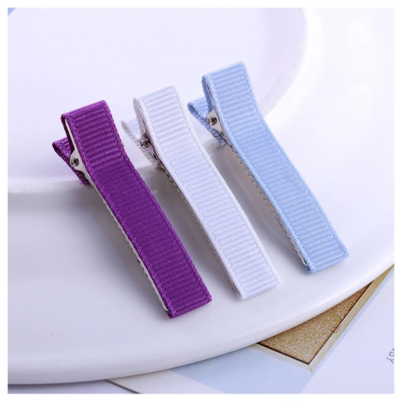 100Pcs Flat Alligators Clip Kit Prongs Hair Clip Hair Pin Cover Grosgrain Ribbon Hair Barrettes DIY Hair Jewelry Craft