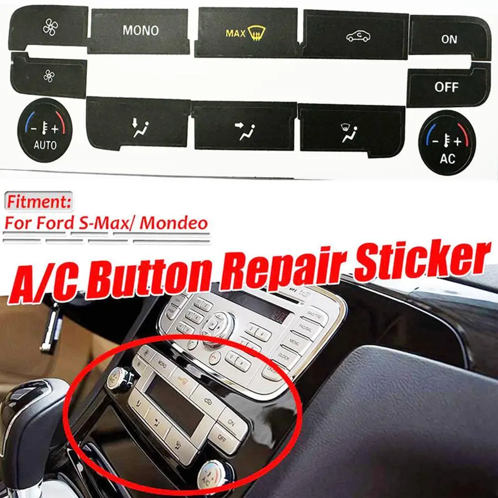 Car Air Condition AC Climate Control Button Repair Sticker Decal Kit for FORD S-Max For MONDEO Auto Interior Stickers