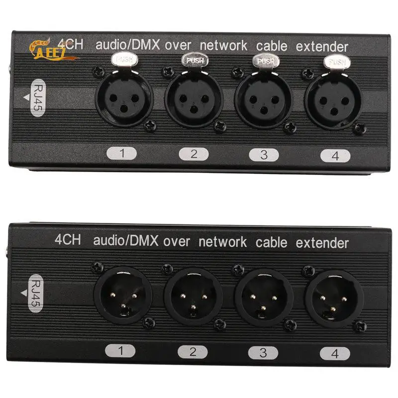 AEE7-1 Pair 4 Channel XLR/DMX Audio RJ45 Cat5/Cat6 Ethernet Extender XLR Extender Transceiver For Live Stage