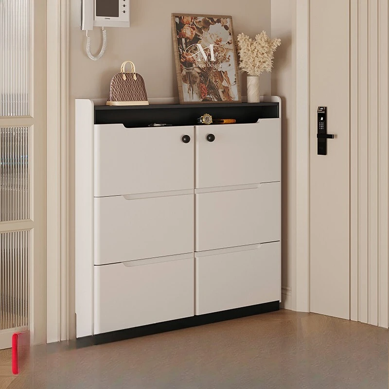 

Modern French Cream Style Ultra-thin Tipping Bucket Shoe Cabinet Household Door Indoor Living Room Door Entr