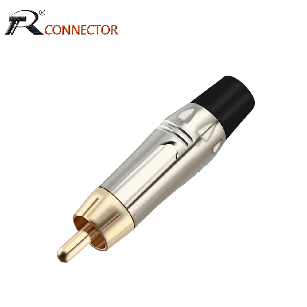 1PCS Nickel Plated RCA Audio And Video Plug Connector RCA Male Lotus Head RCA Jack Red&Black