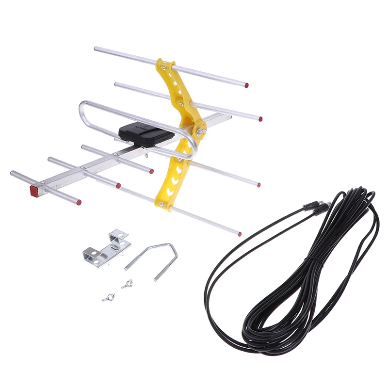 กลางแจ้ง 100Mile ขยาย 8 เสาอากาศ Yagi HD TV 10dB ยาวช่วง UHF/VHF/FM HDTV