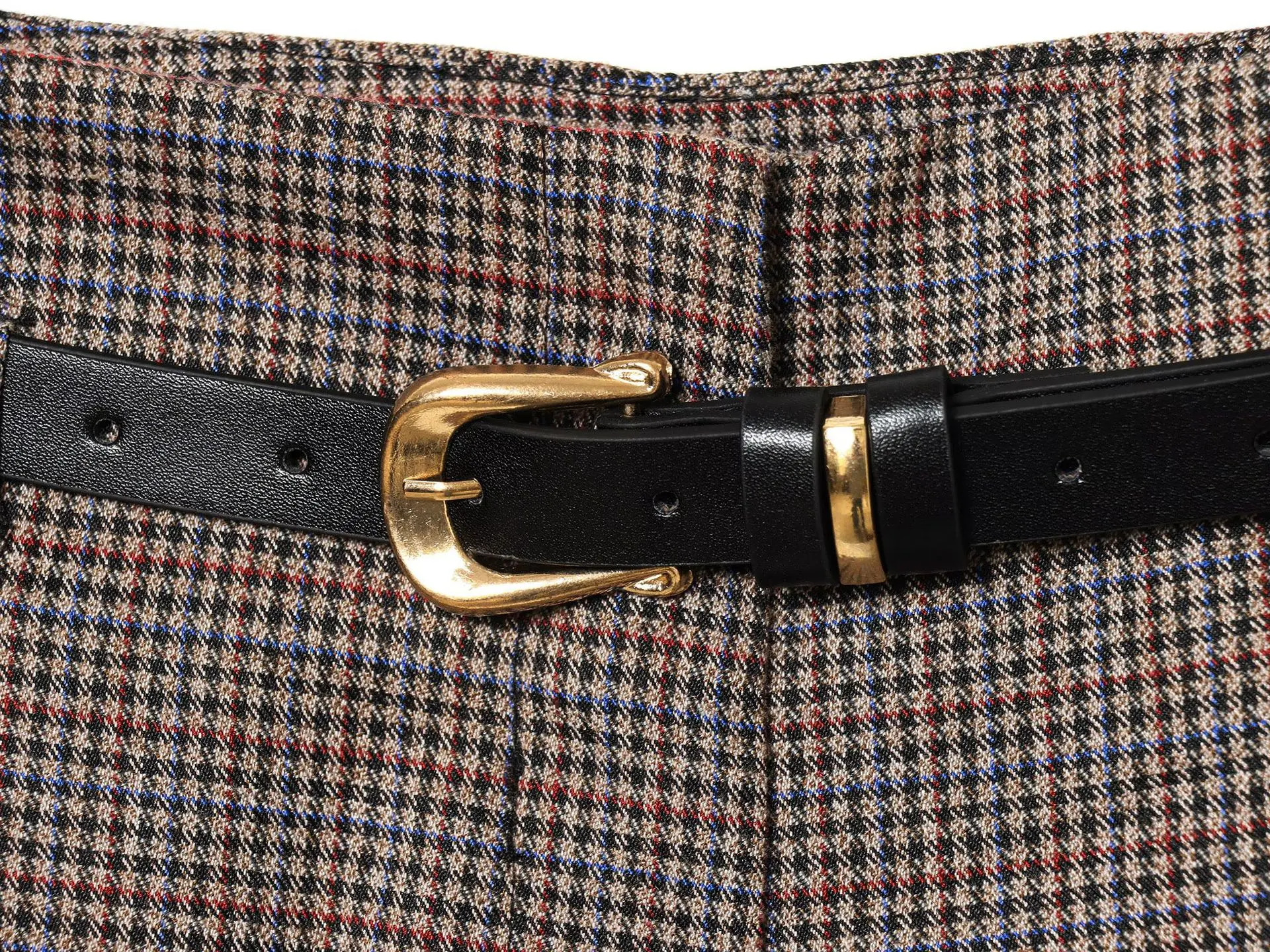 Vêtements pour femmes, nouveau style de tempérament élégant, ceinture assortie, pantalon droit pied-de-poule simple taille haute