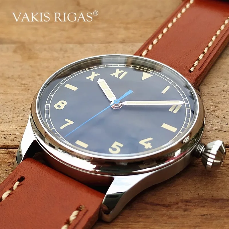 Vakuy Quartz Italian Navy Air Force VH31 Mechanical Sweep Seconds Luminous Waterproof California Face Vintage Calendar-less Larg