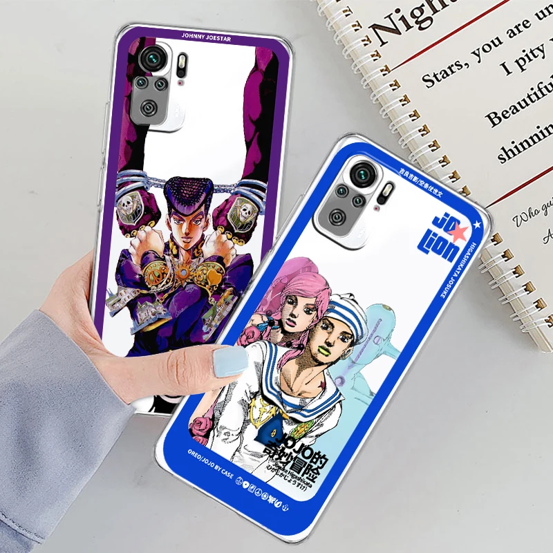 JOJO Johnny STEEL BALL RUN Phone Case For Xiaomi Redmi Note 12 11E 11S 11 11T 10 10S 9 9T 9S 8 8T Pro Plus 5G Transparent