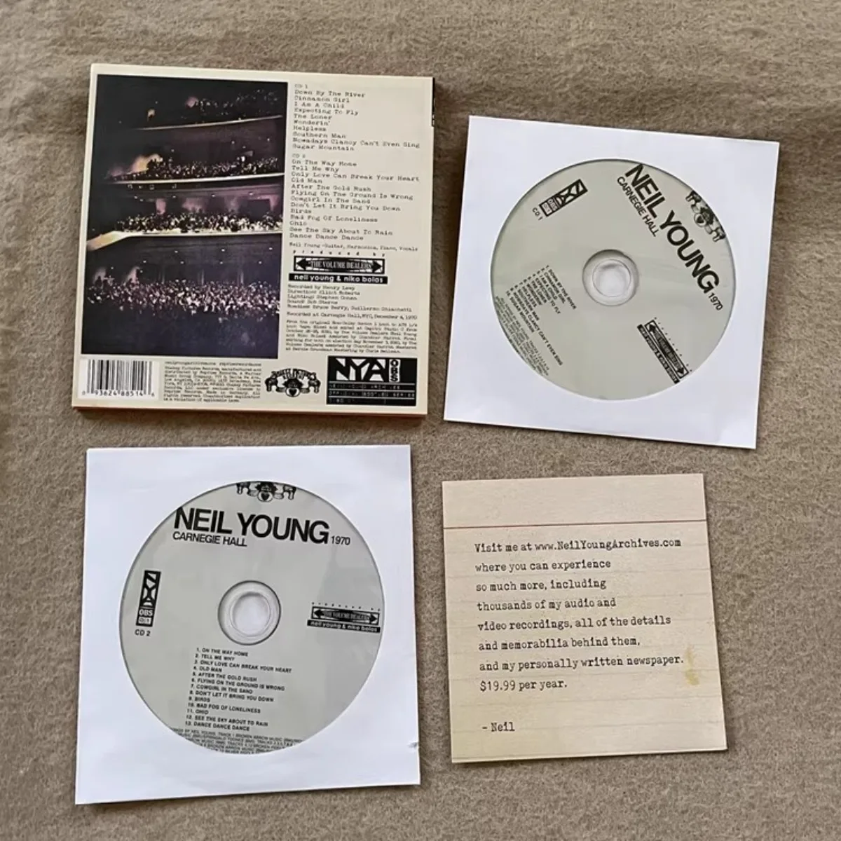 Neil Young Carnegie Hall 1970 CD Live Recording Classic Folk Rock Music Authentic Performance for Rock Fans and Music Collectors