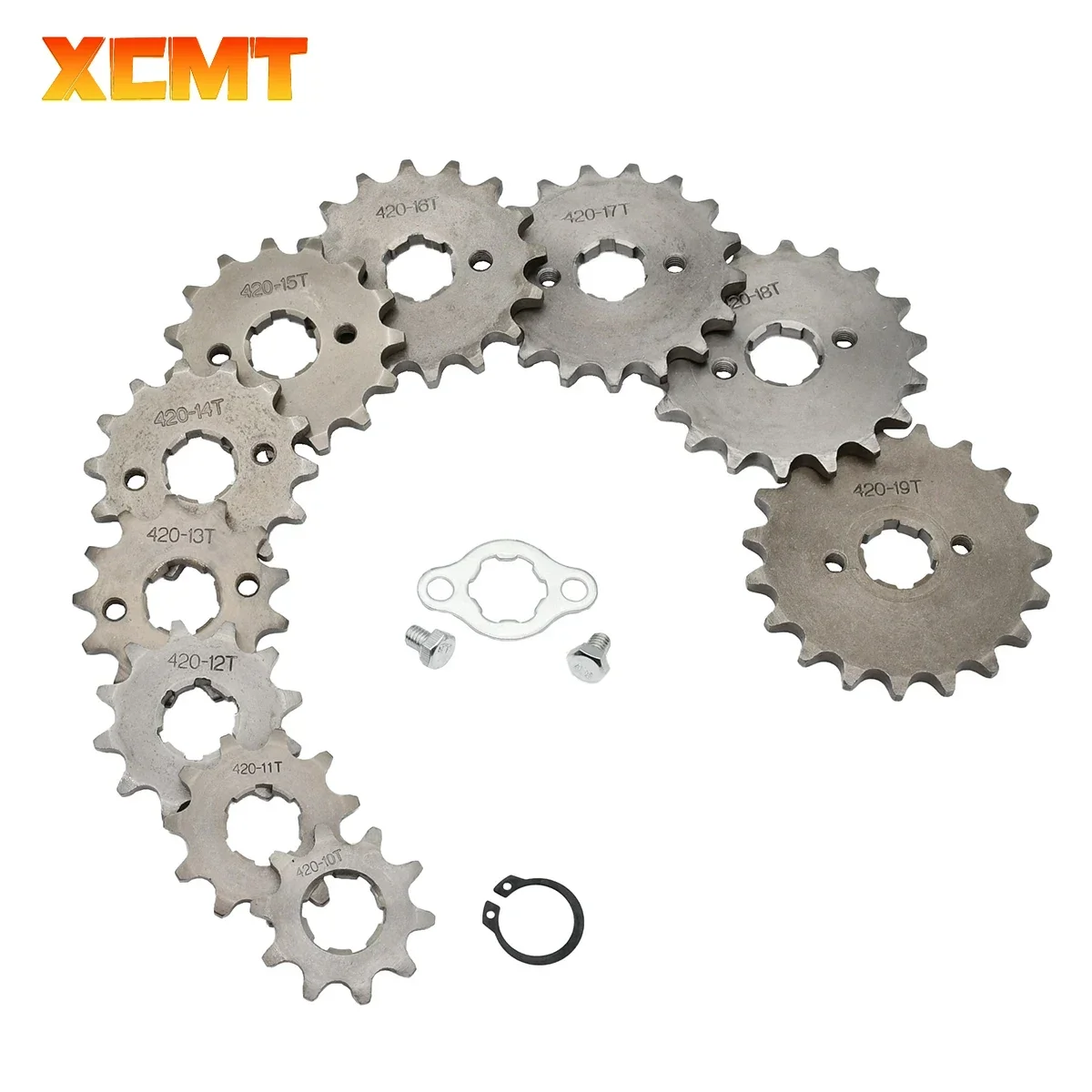 Teeth Chain Sprocket With Retainer Plate Locker 17mm  420mm 10T 11T 12T 13T 14T 15T 16T 17T 18T 19T Front Motorcycle Engine