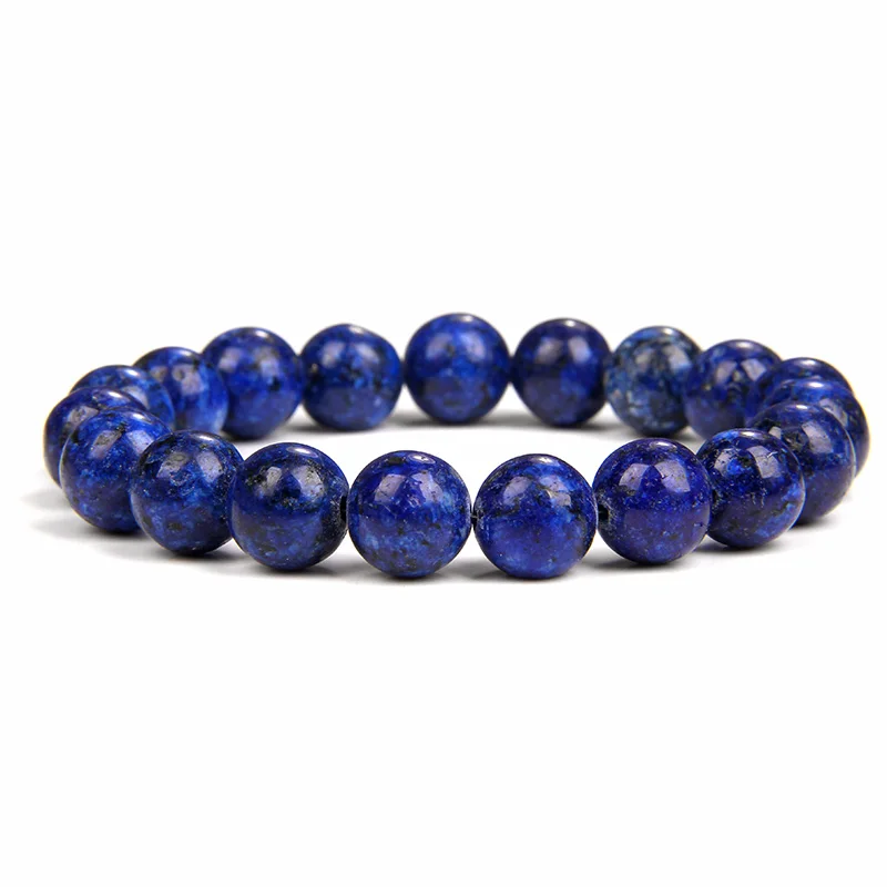 Blue Lapis Lazuli Bead Bracelet Simple 4/6/8/10MM Lapis Lazuli Stone Gem Elastic Bangle Party Friendship Jewelry Gift For Couple